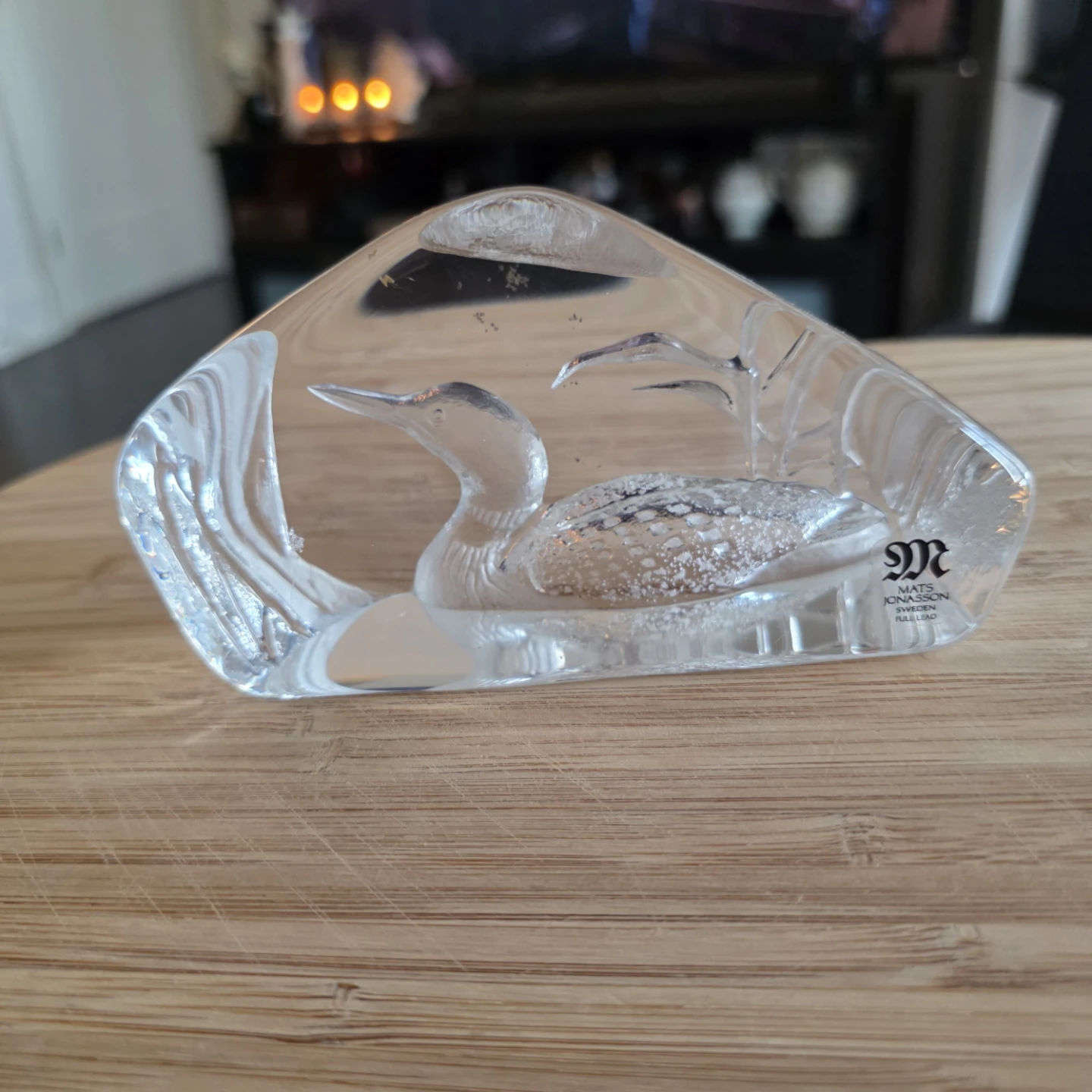 Mats Jonasson Maleras Swedish Crystal Loon Paperweight Figurine - photo 3