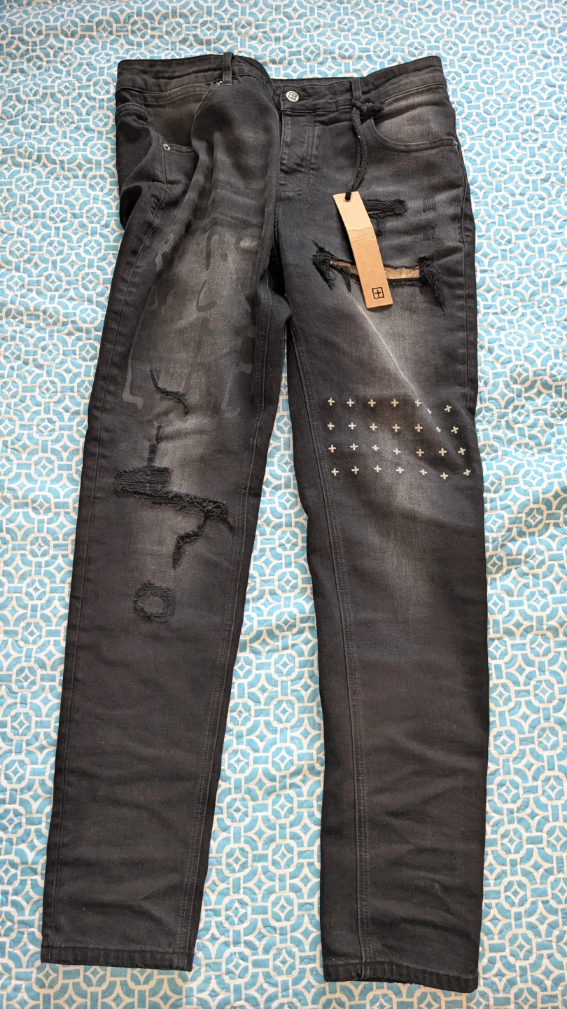 Ksubi Distressed Black Jeans Size 34