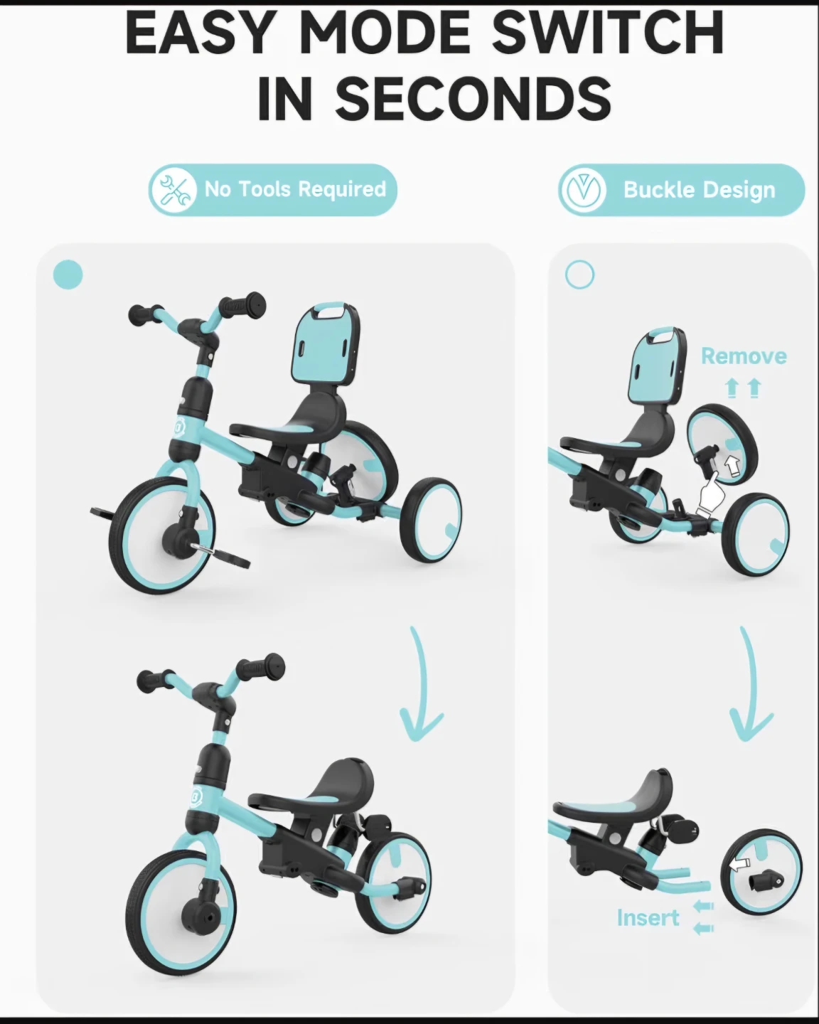 Besrey 5-in-1 Tricycle Balance Bike - photo 4