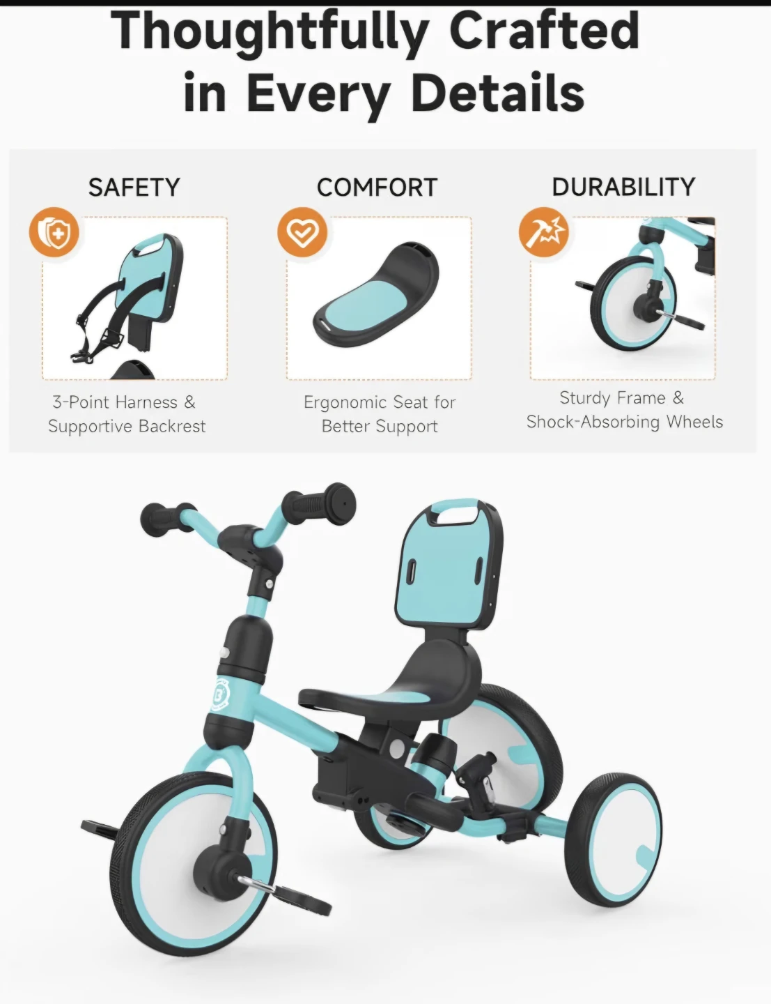 Besrey 5-in-1 Tricycle Balance Bike - photo 5