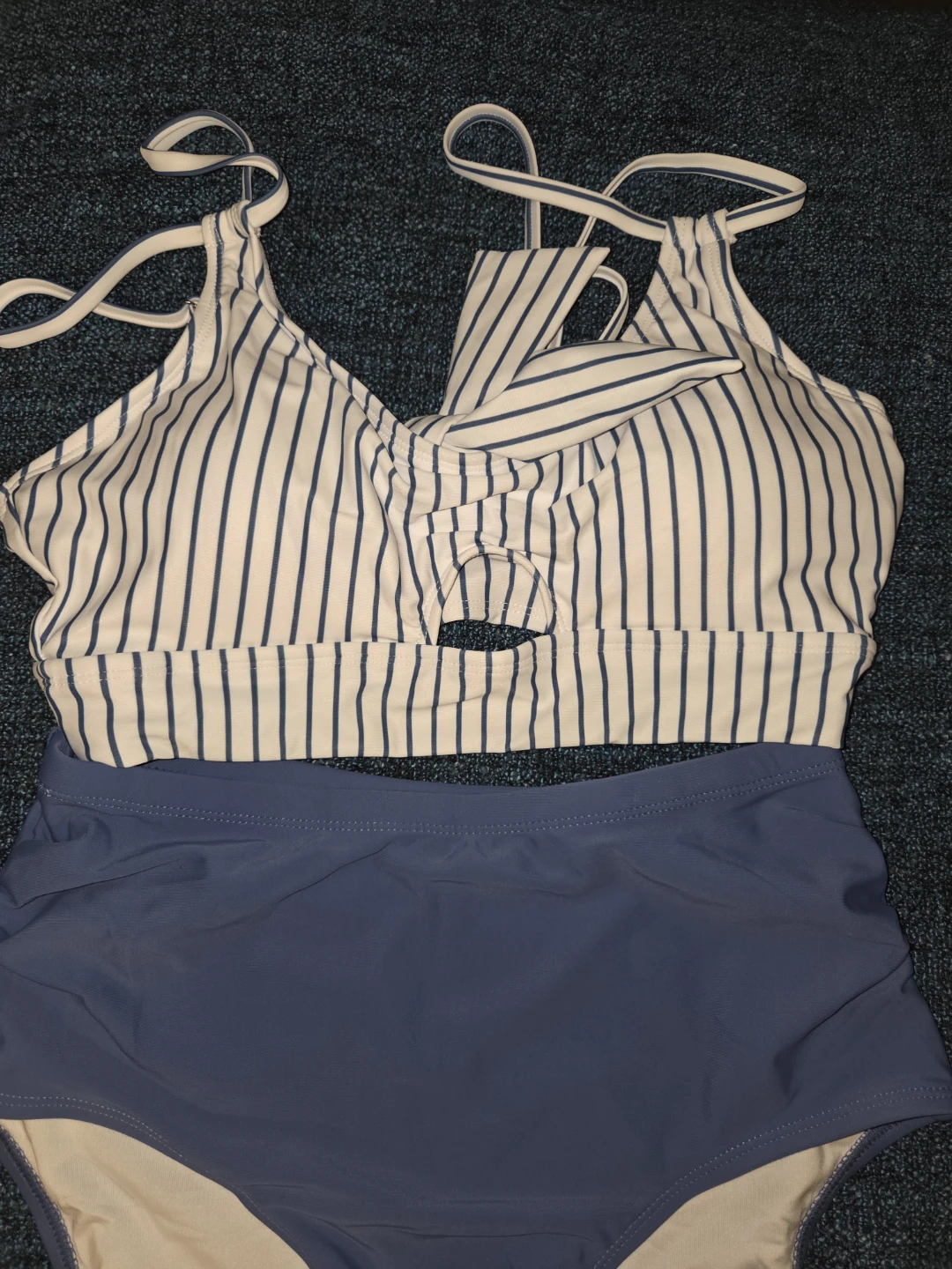 Striped High-Waisted Bikini Set - photo 2