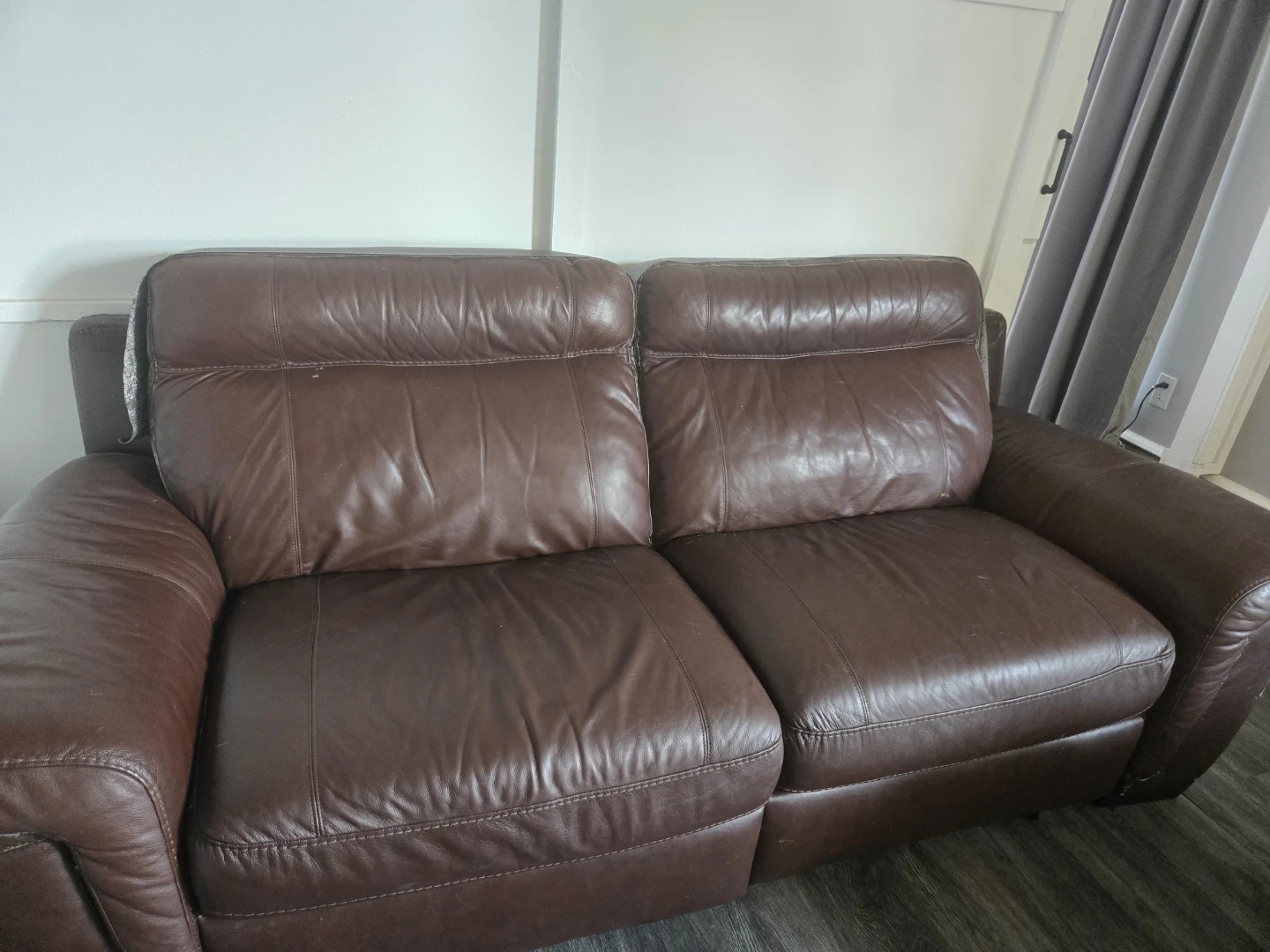 Brown Leather Loveseat Recliner - photo 2