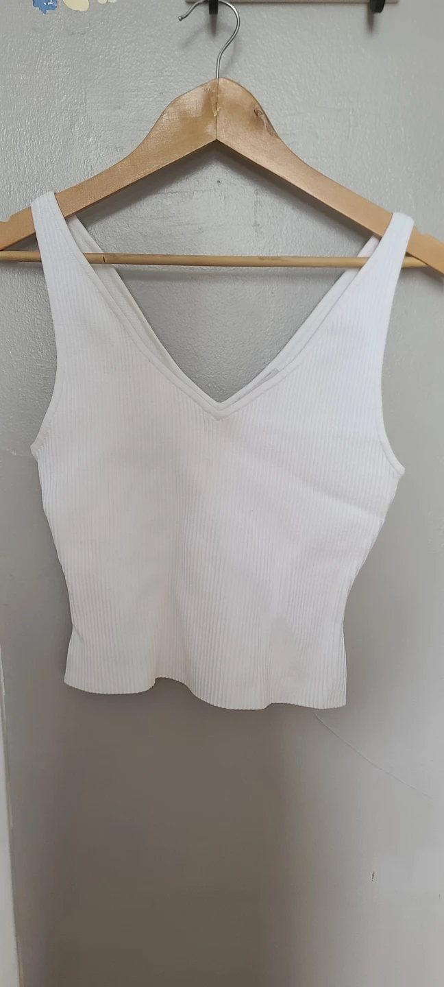 Babaton White Ribbed Tank Top - Size M