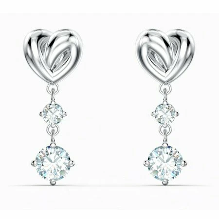 Swarovski Silver Tone Heart Drop Earrings - New in Box!