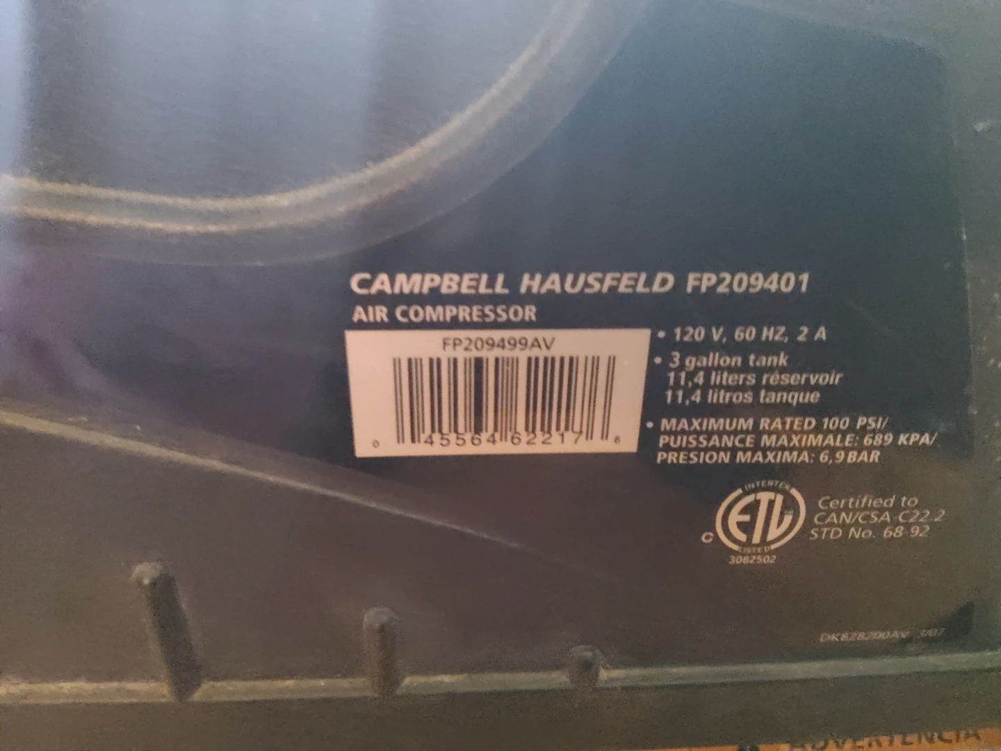 Campbell Hausfeld Air Compressor FP209401 - photo 4
