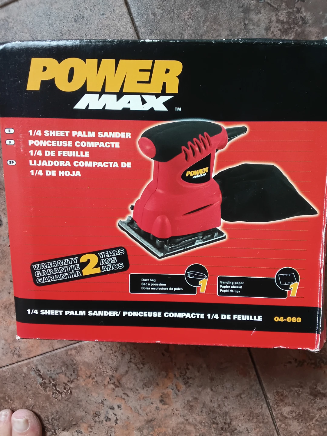 Power Max 1/4 Sheet Palm Sander, $25, cash only