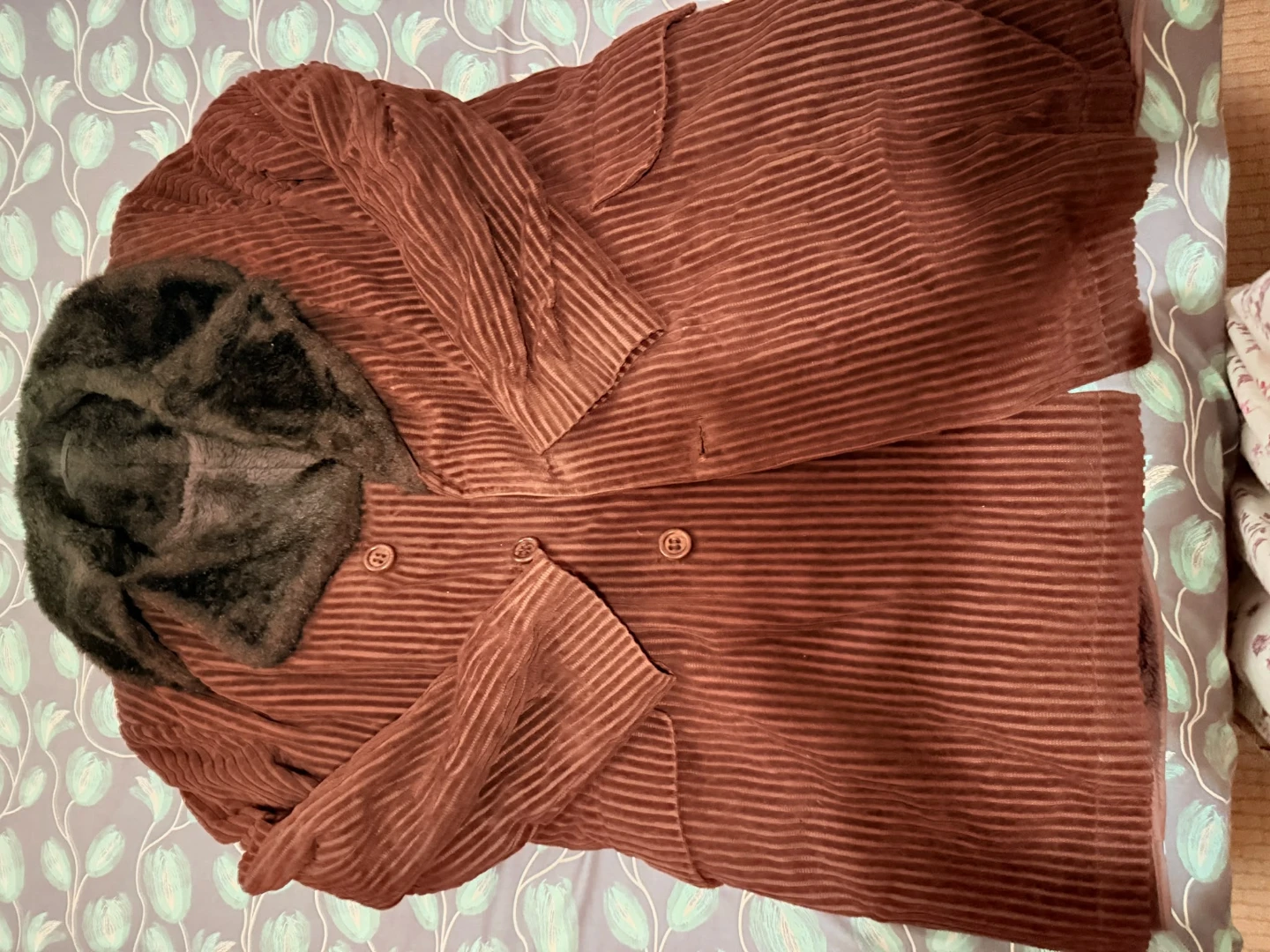 Women's Corduroy & Faux Fur Winter Coat - photo 2