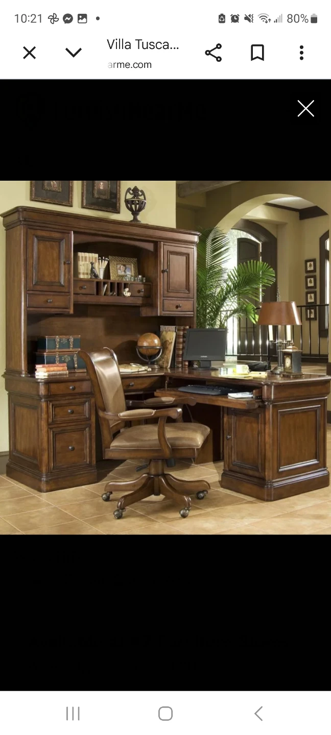 Golden Oak Dark Wood L-Shaped  computer Executive Desk - photo 5