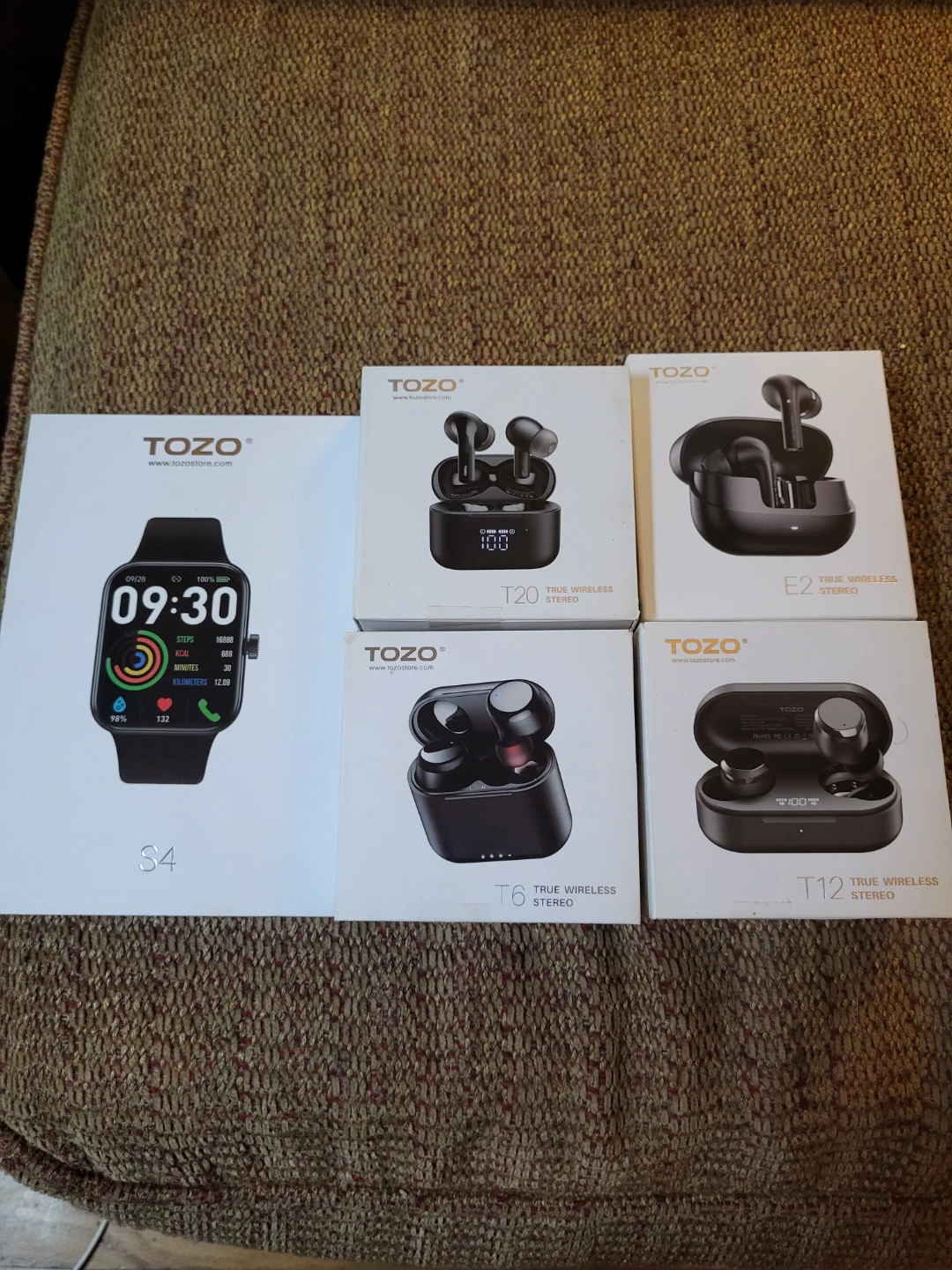 TOZO Smartwatch S4 and Earbuds (T20, E2, T6, T12)