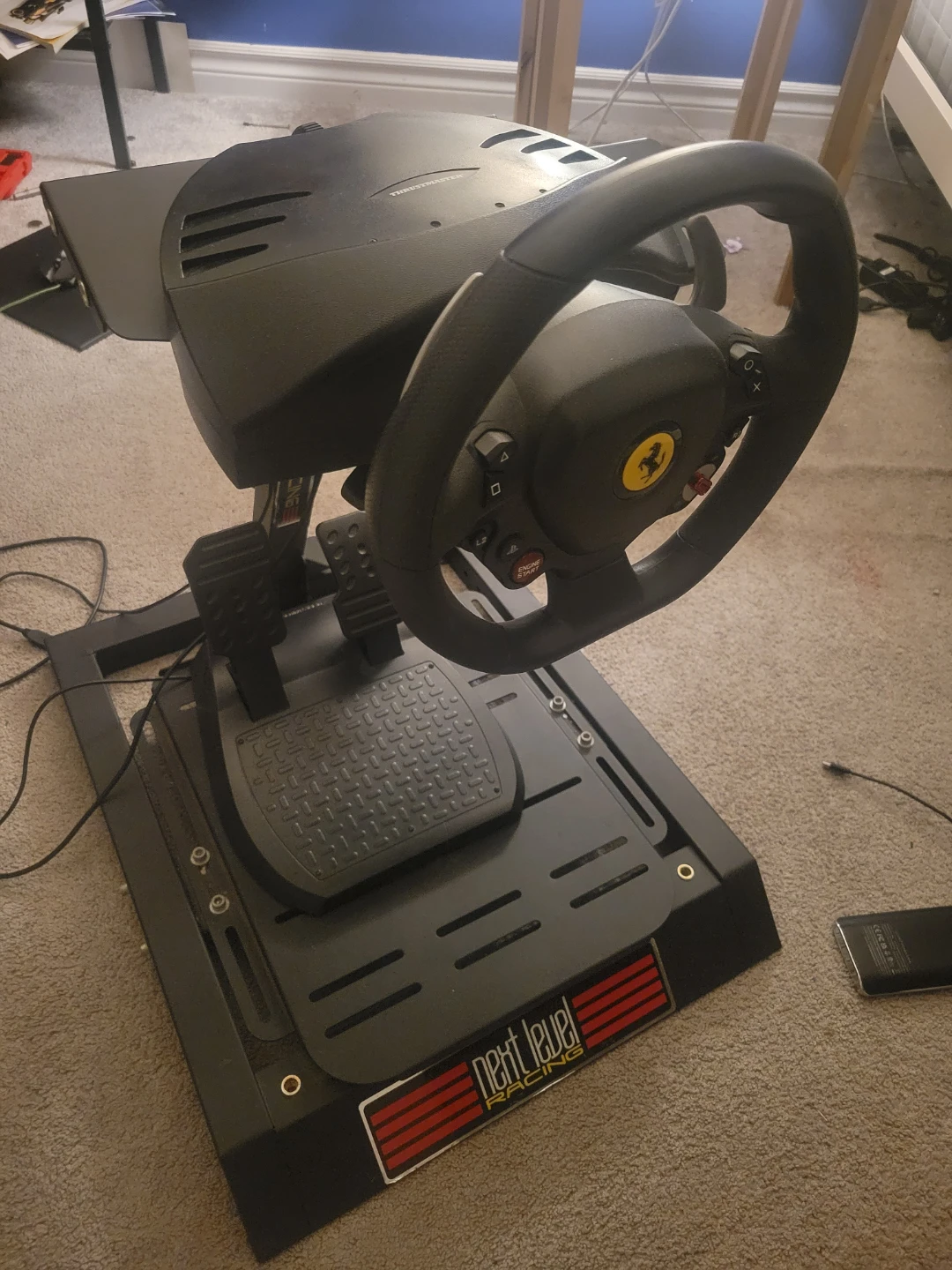 Ferrari PlayStation thrustmaster wheel with pedals and stand