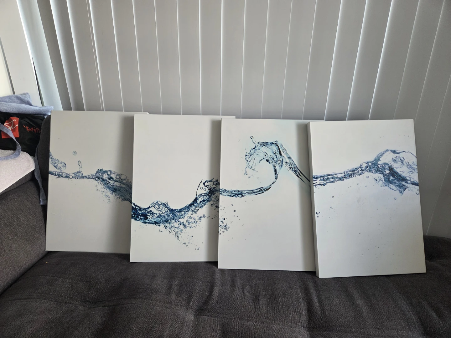 Set of 4 Canvas Wall Art Prints - Water Wave Design - photo 2