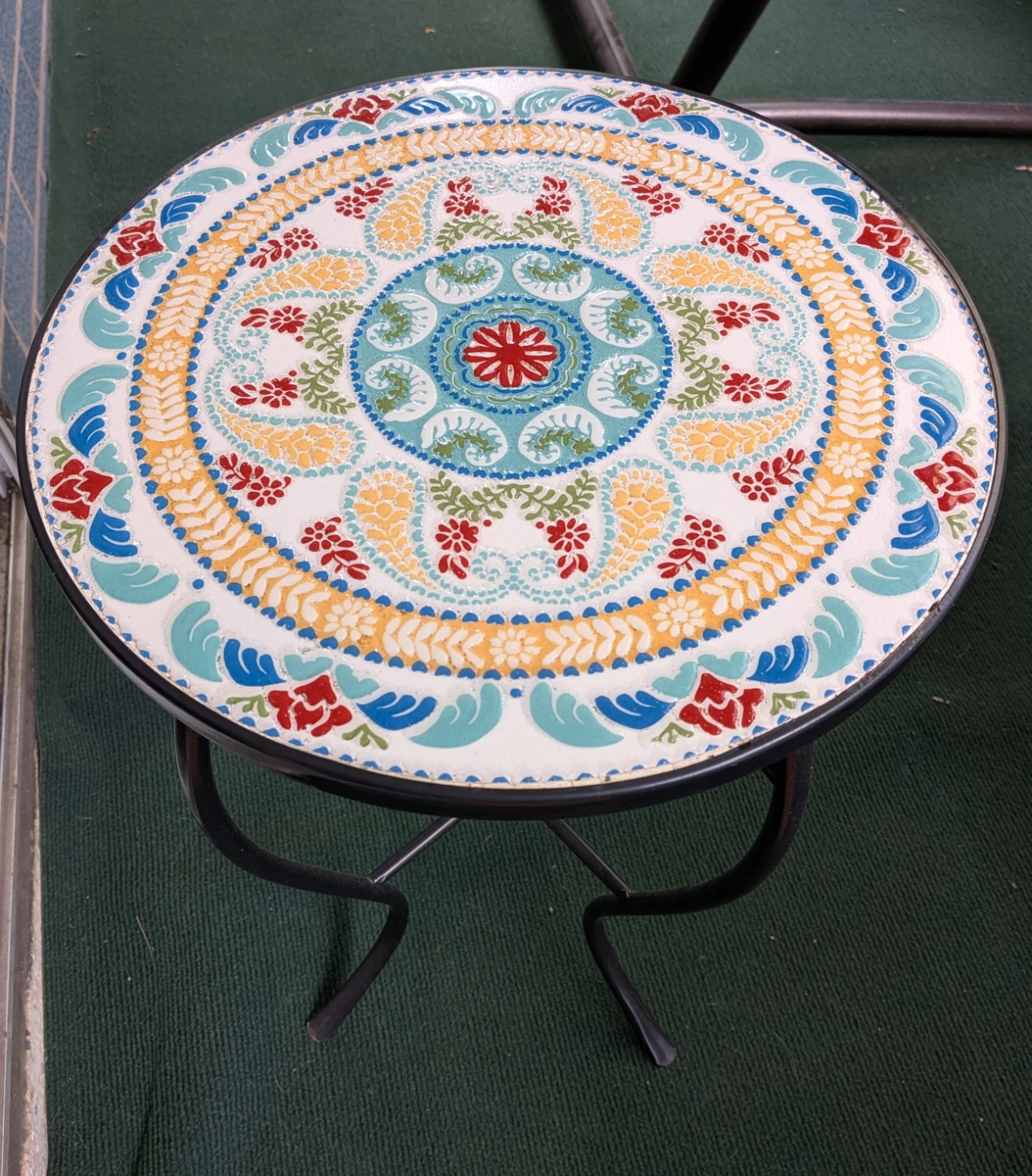 Decorative Tile Top Side Table