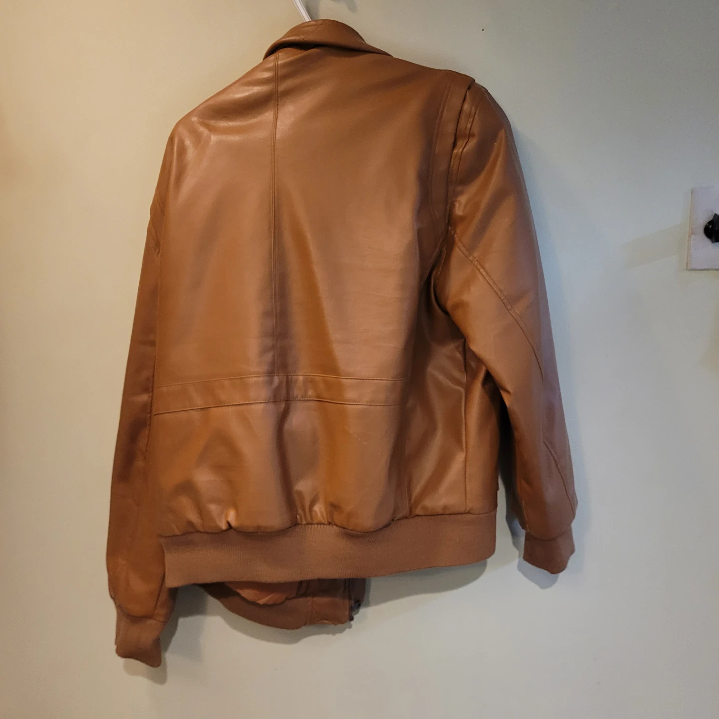 Brown Faux Leather Bomber Jacket - photo 2