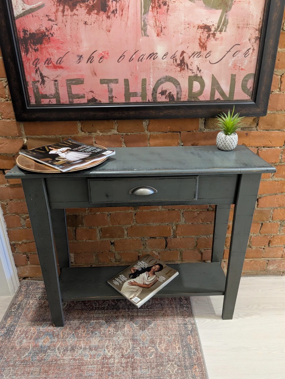 Solid wood Rustic Console Table with Drawer
