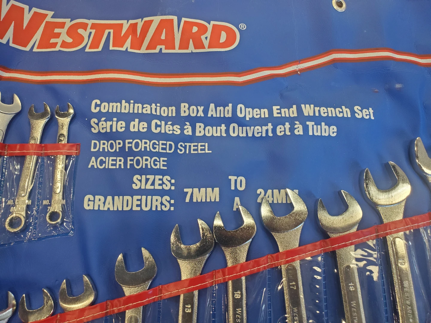 Westward Combination Box and Open End Wrench Set