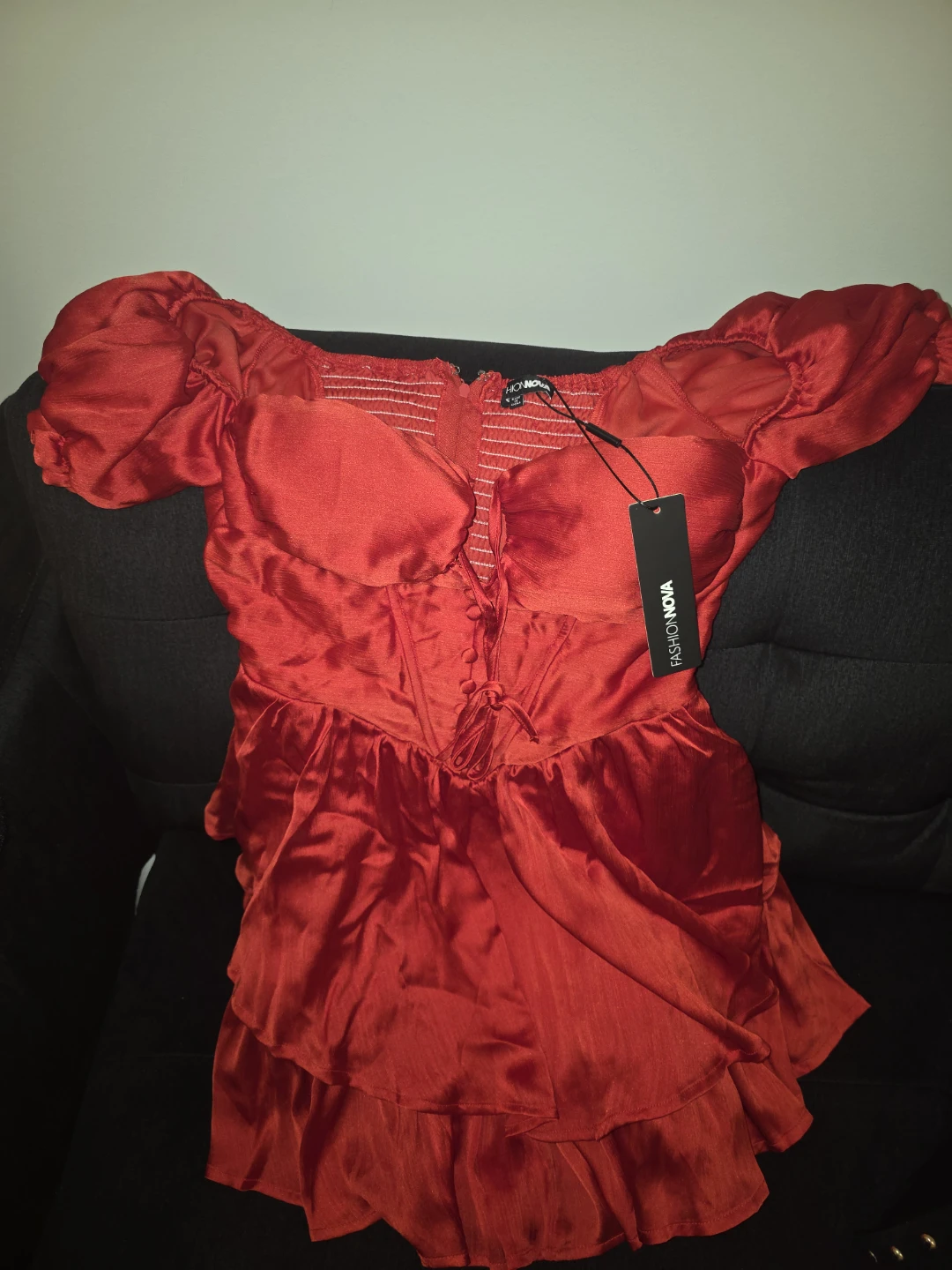 Fashion Nova Red Satin Romance Dress - photo 2