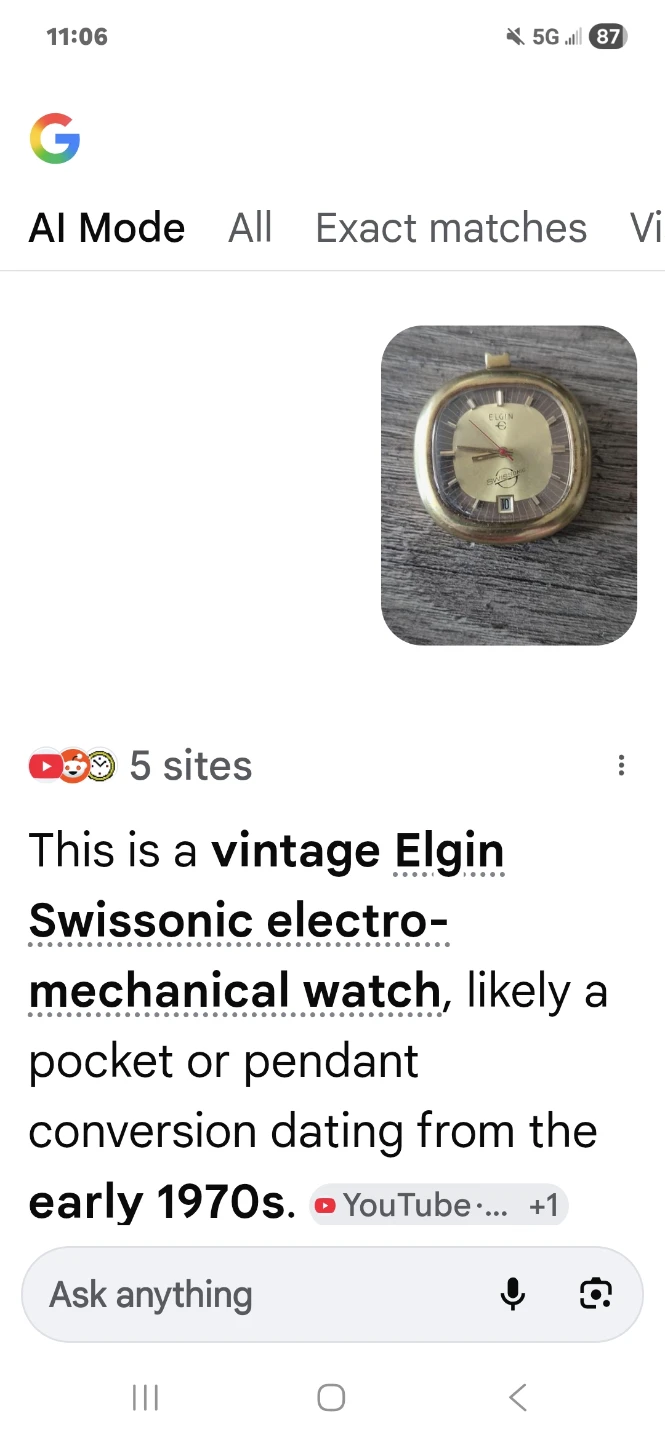 Vintage Elgin Swissonic Pendant Watch - photo 4