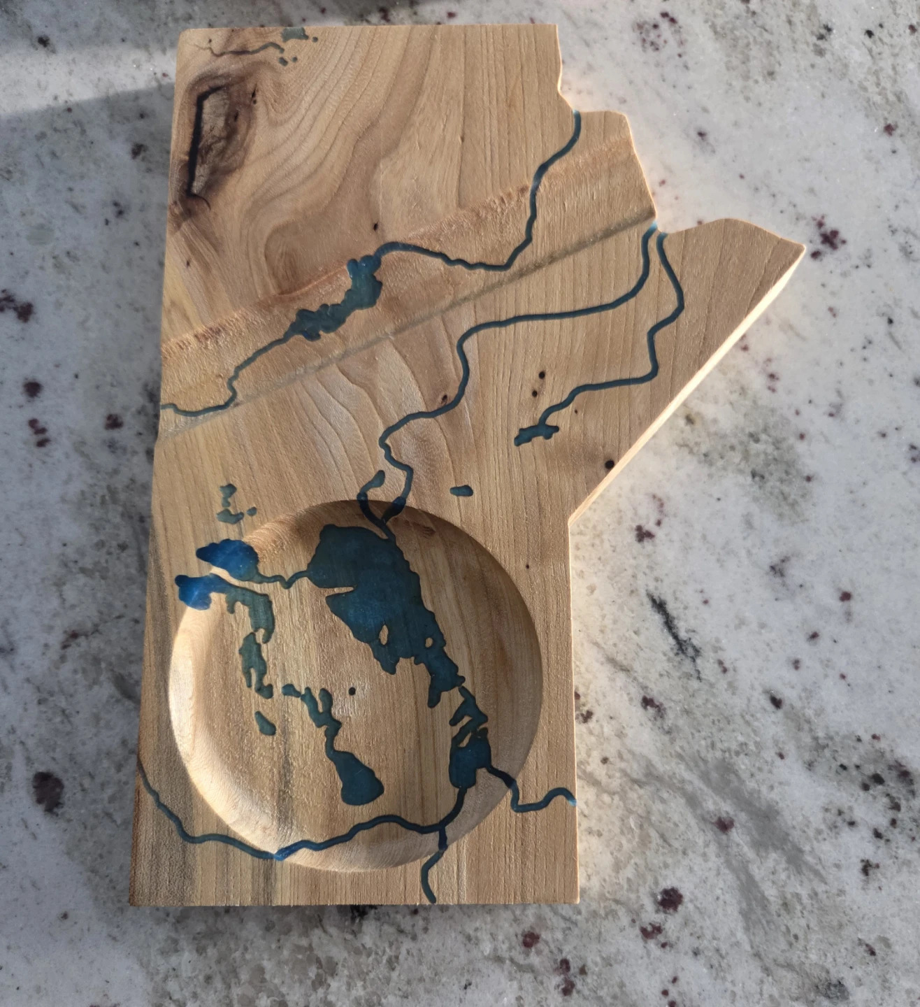 Manitoba Map Wooden Coasters with Blue Resin Inlay - Set of 2 - photo 3