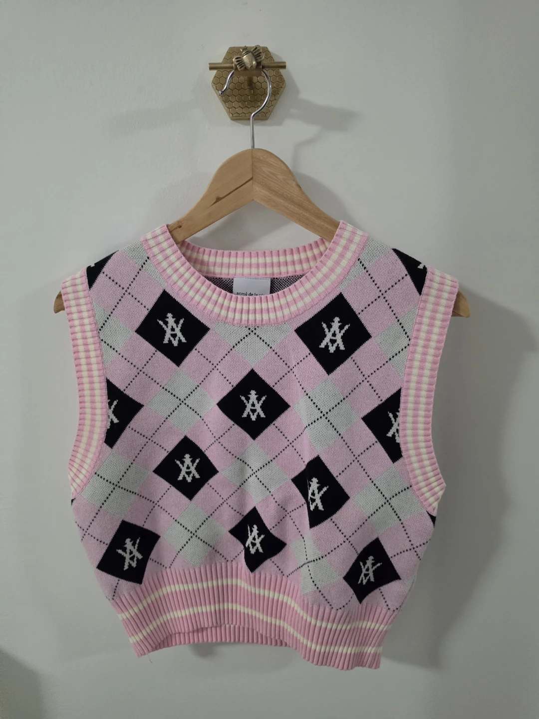ADLV Acmé de la Vie Pink Argyle Sweater Vest
