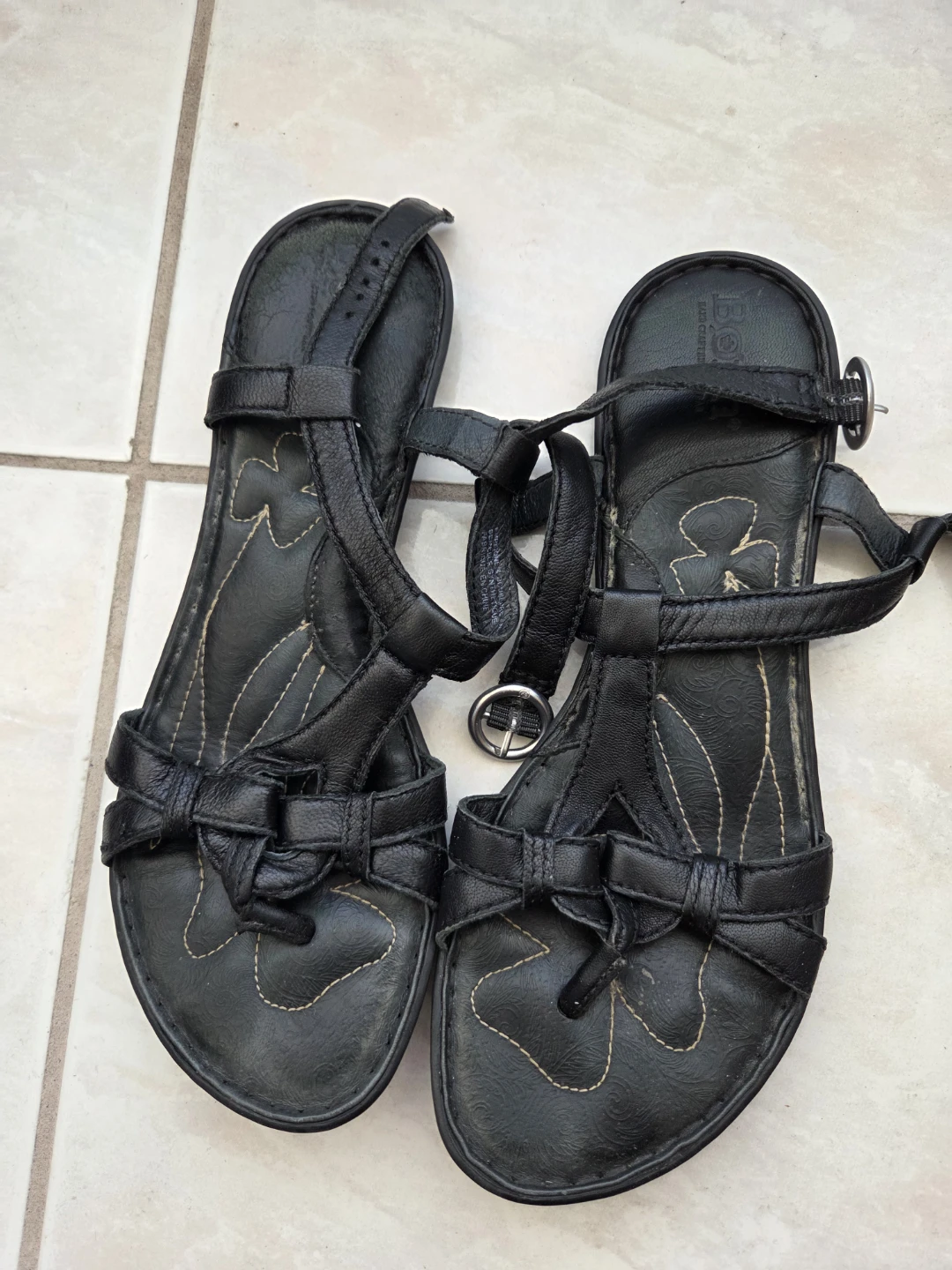 Black Leather Strappy Sandals