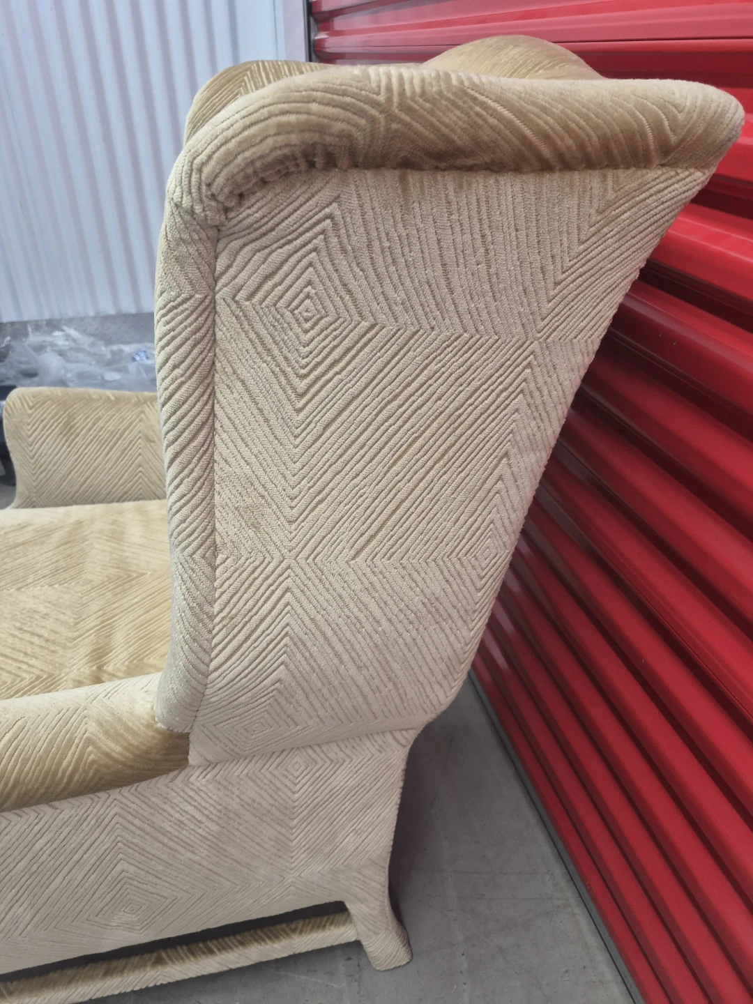 Beige Wingback Chair with Diamond Pattern - photo 5