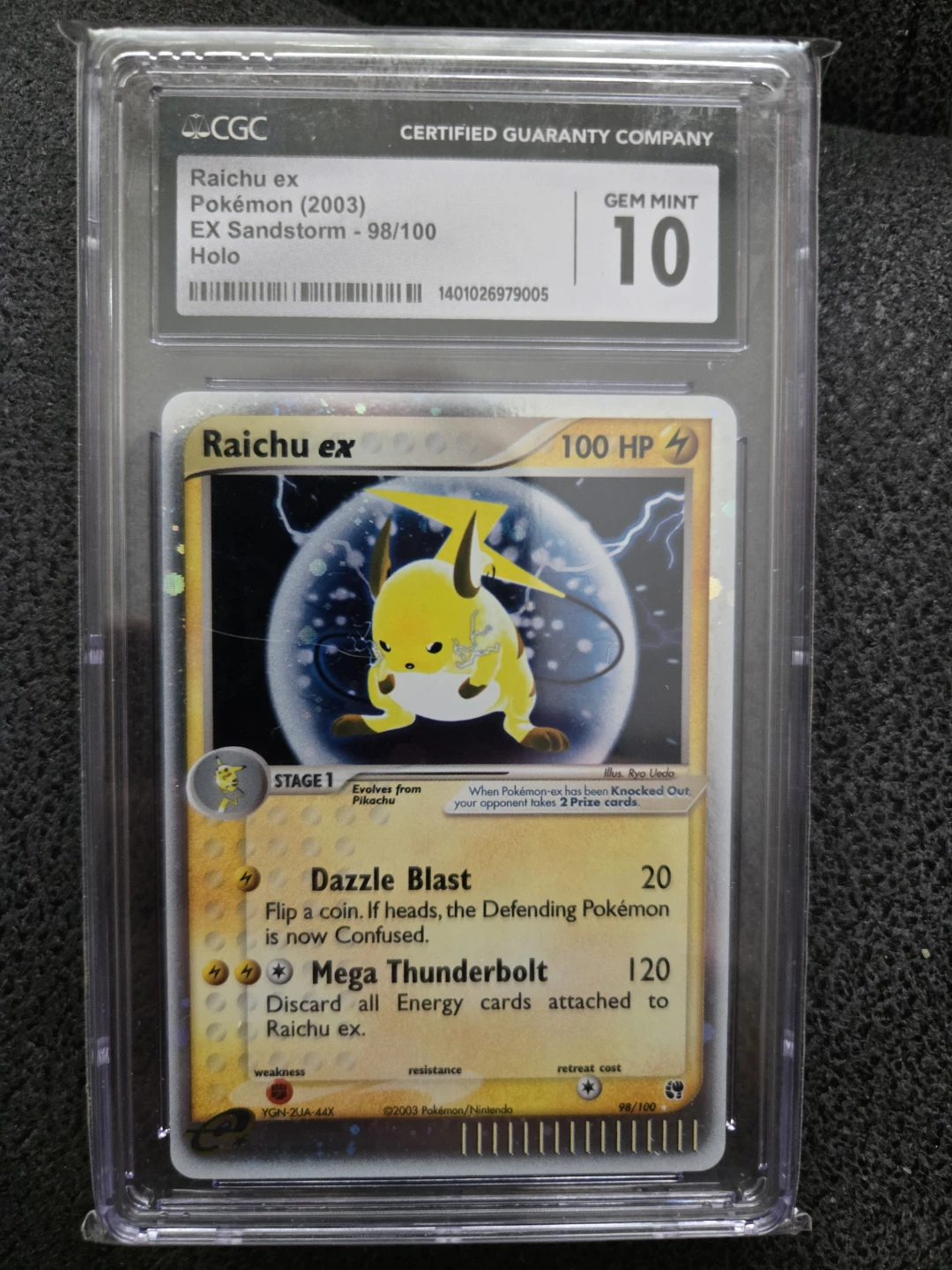 CGC Graded Raichu ex Pokémon Card - EX Sandstorm 98/100