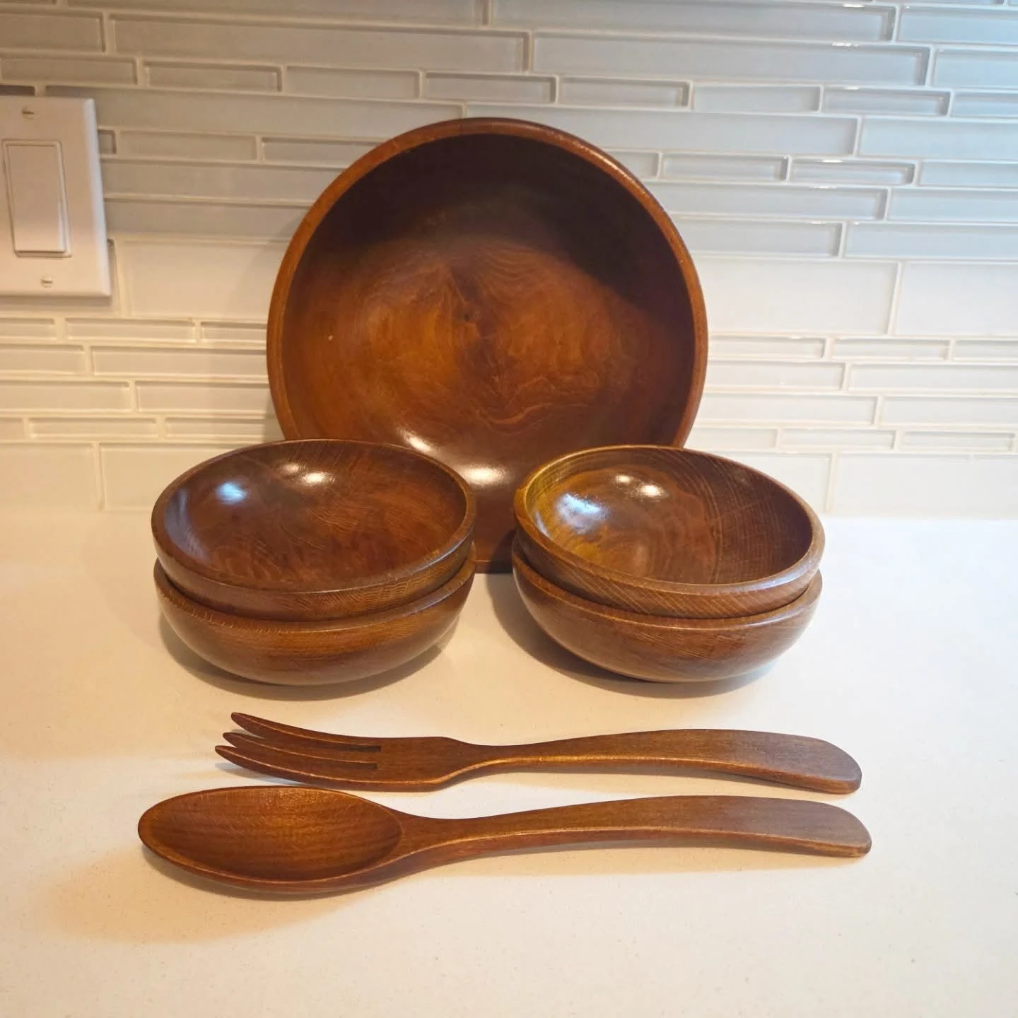 Wooden Salad Bowl Set