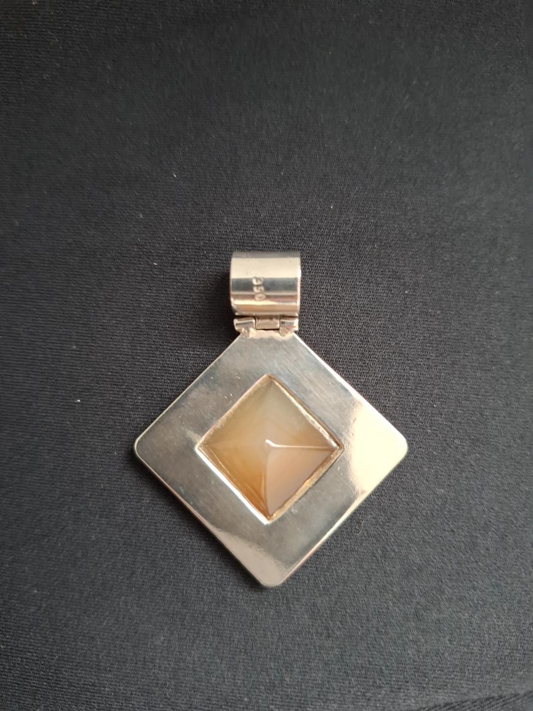Steel Pendant with pyramidal Agate Stone - photo 2