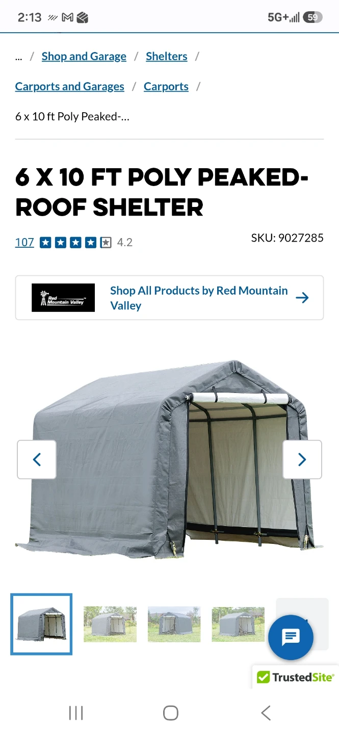 6 x 10 ft Poly Peaked-Roof Shelter