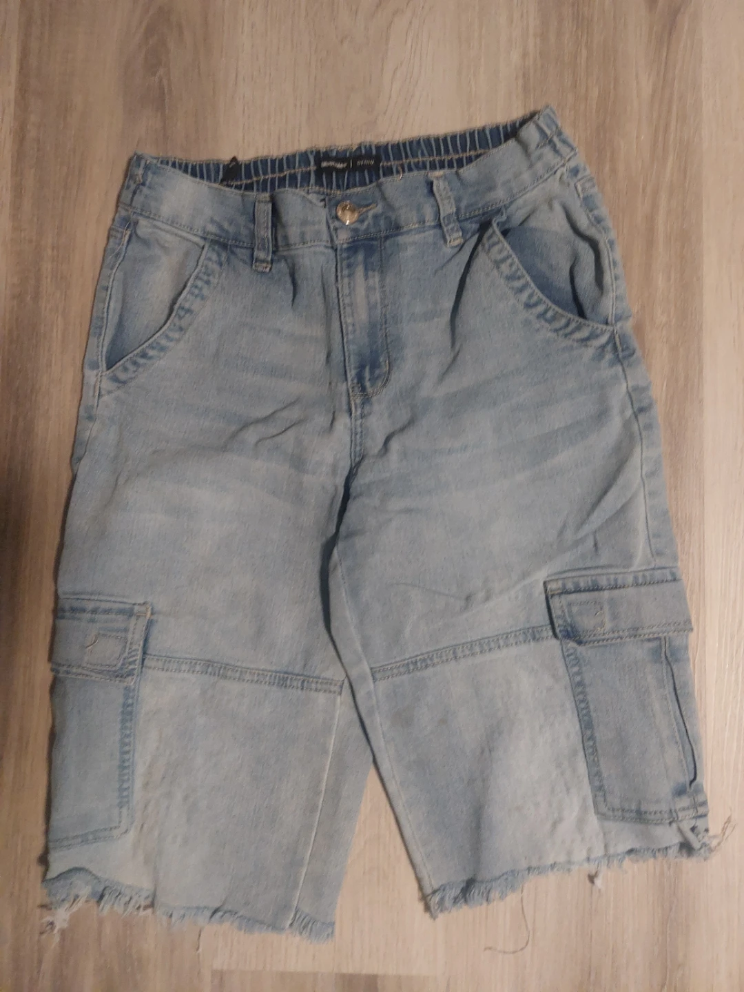Light Wash Denim Cargo Shorts