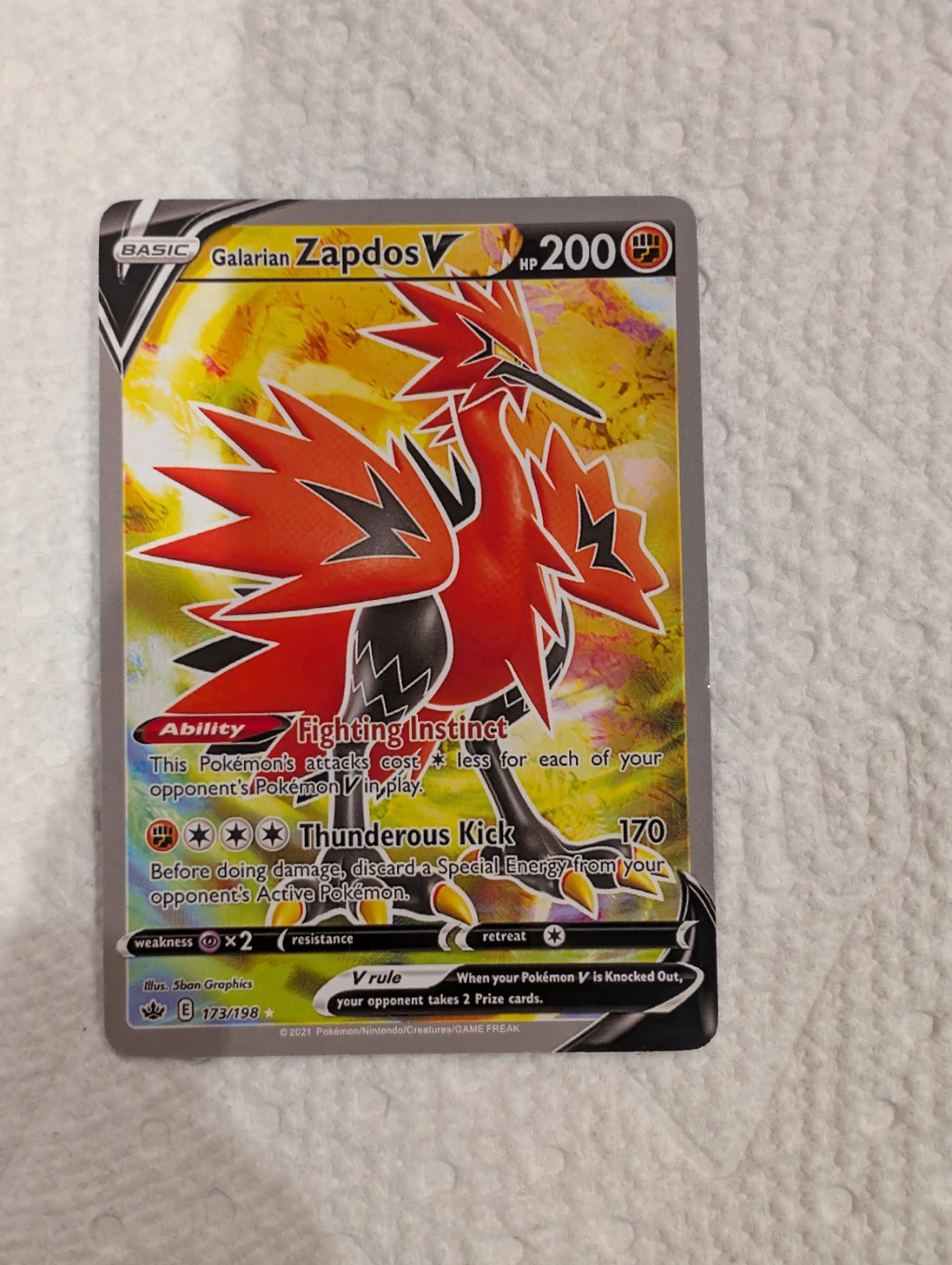 Galarian Zapdos V ( Secret ) Brilliant Star Pokémon Card - photo 3