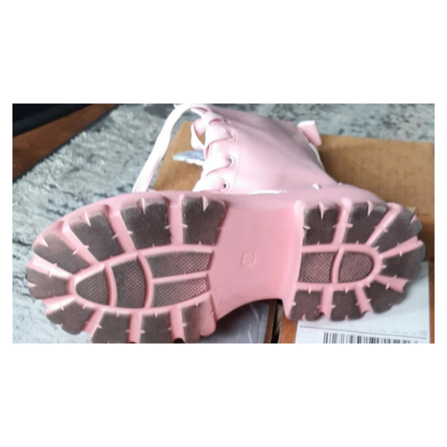 Pink Lace-Up Combat Boots with Side Zippers - photo 5