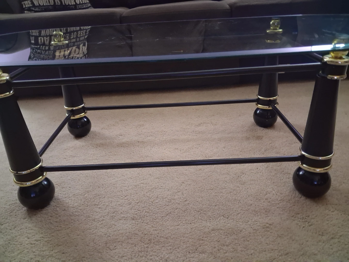 Glass top coffee table with metal frame - photo 2