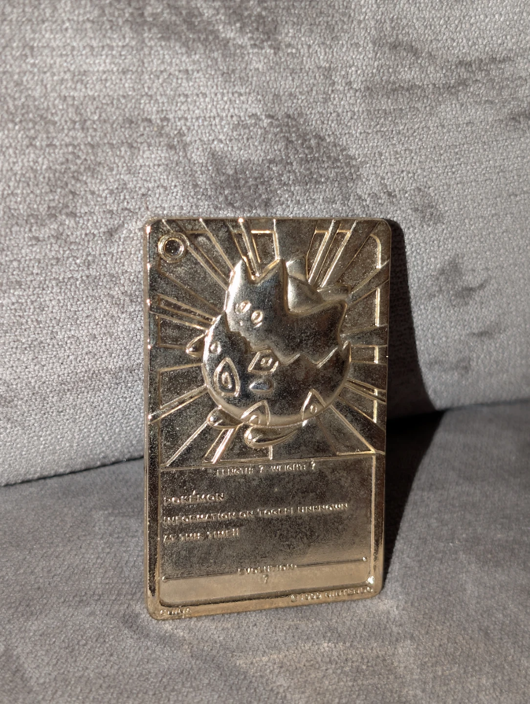 1999 Burger King Pokémon Togepi 23K Gold-Plated Trading Card - photo 2