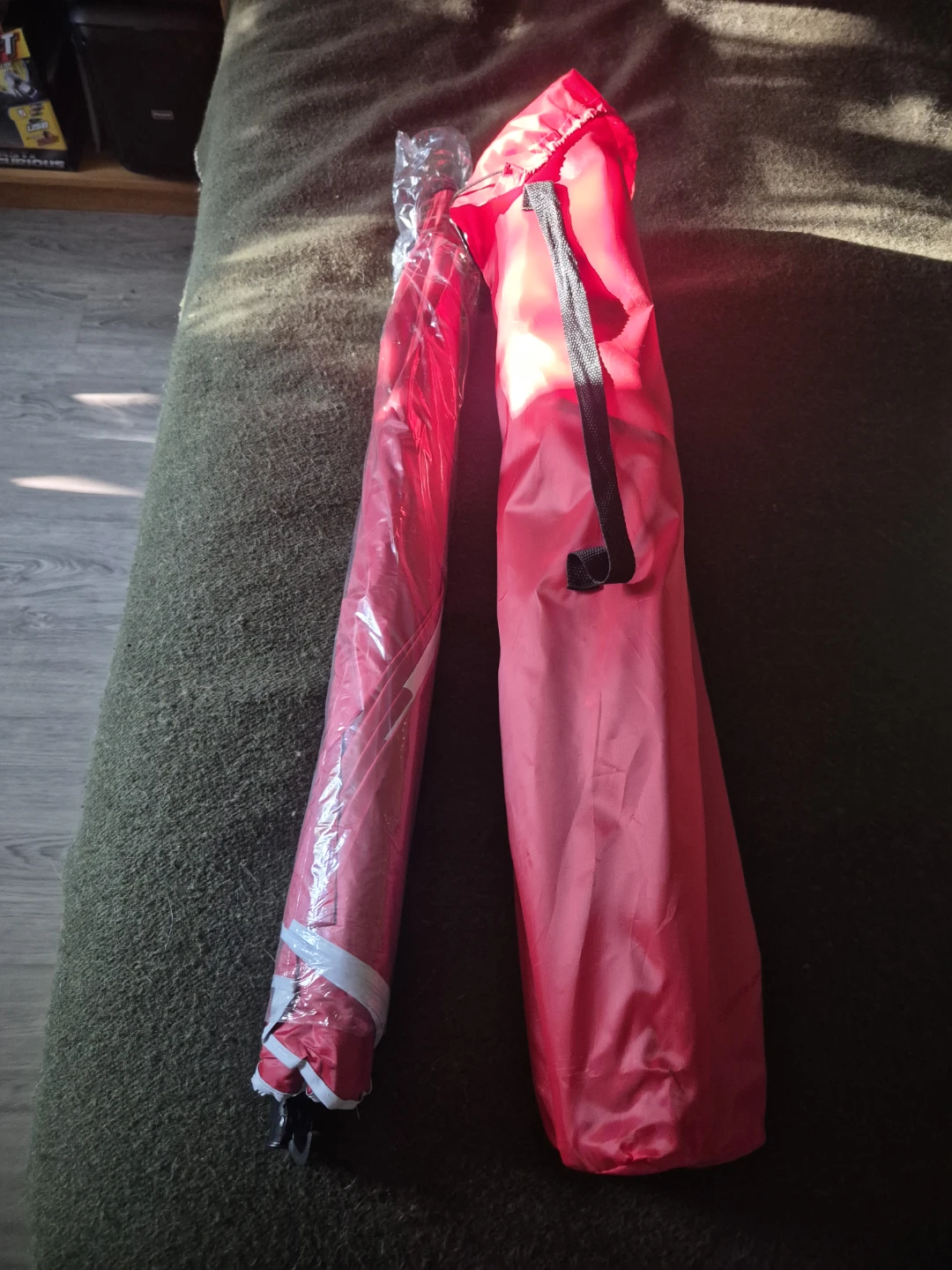 Red Single Camping Chair with Umbrella