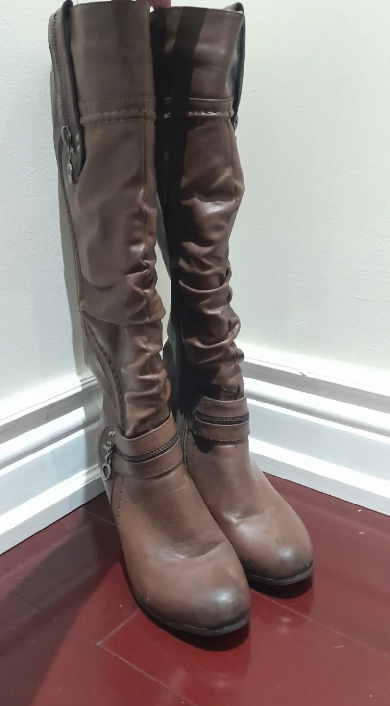 Brown Faux Leather Tall Boots - photo 2