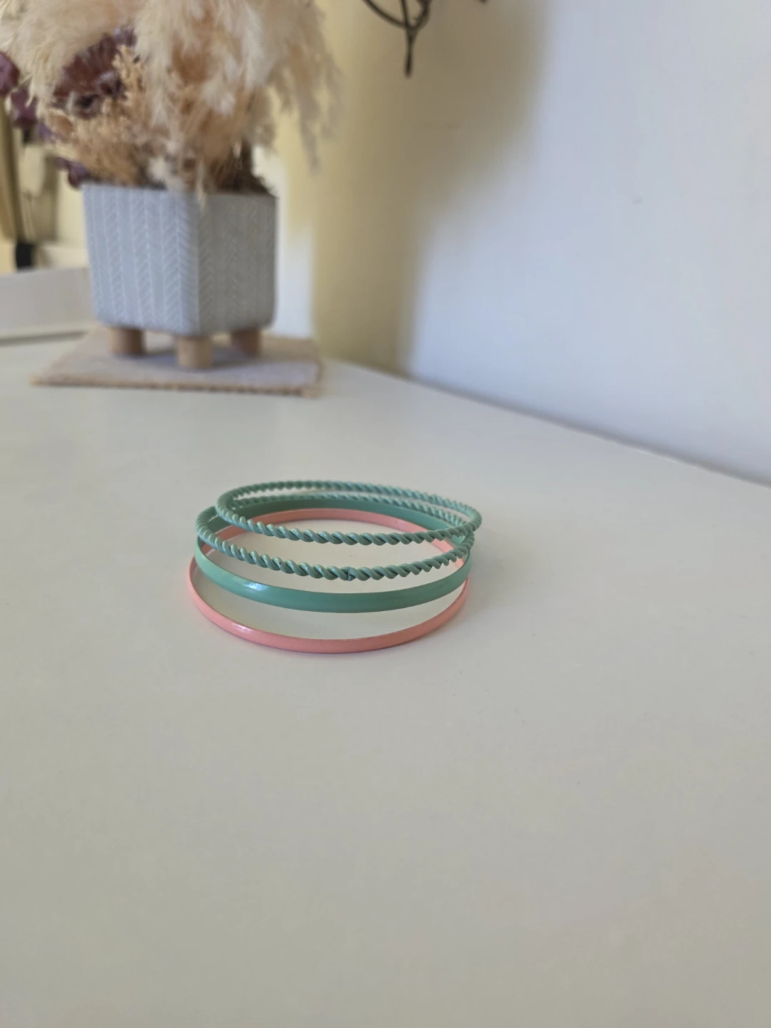 Set of 4 Metal Bangles - Pink and Teal - photo 2
