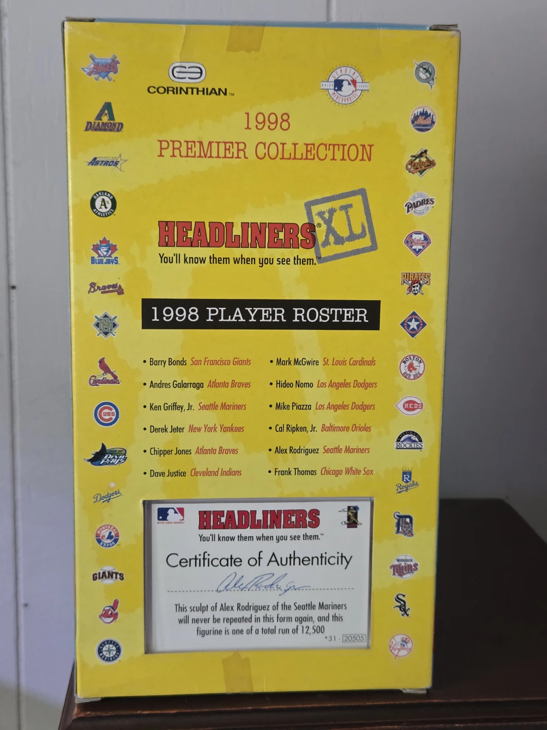 1998 Alex Rodriguez Seattle Mariners Headliners COA - photo 4