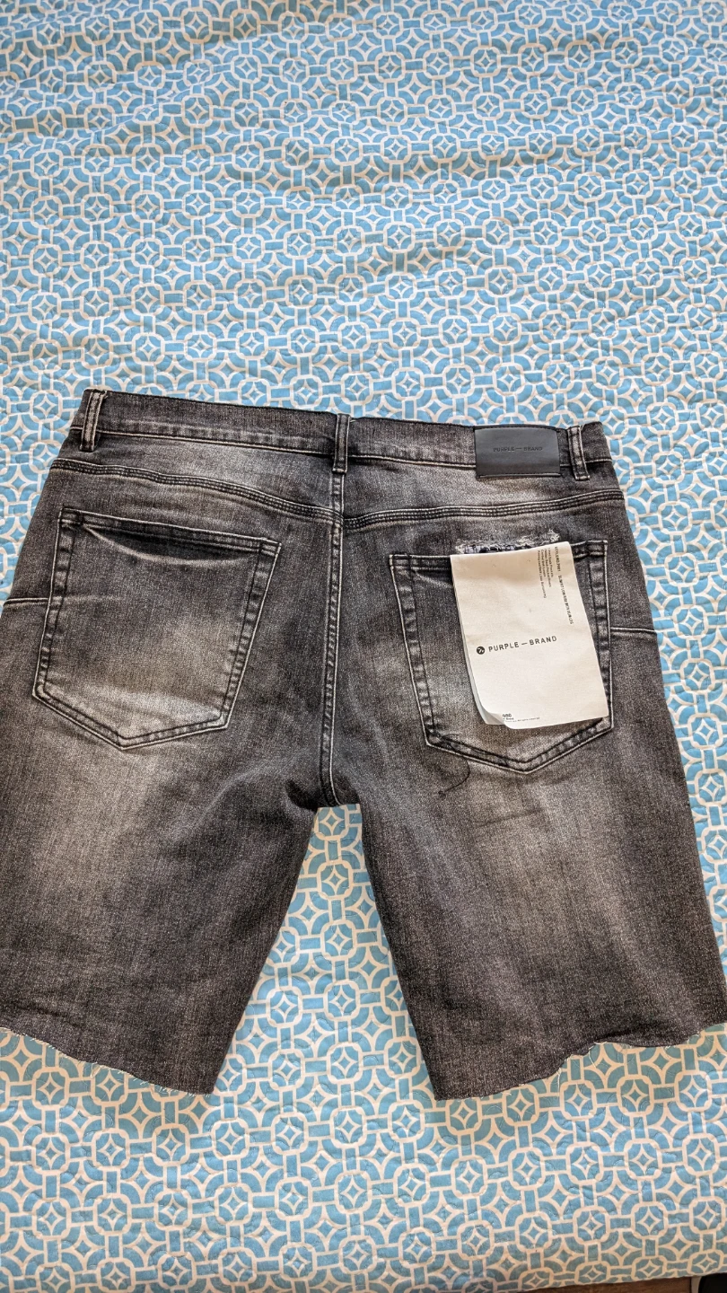 Purple Brand Men's Grey Distressed Denim Shorts Size 34