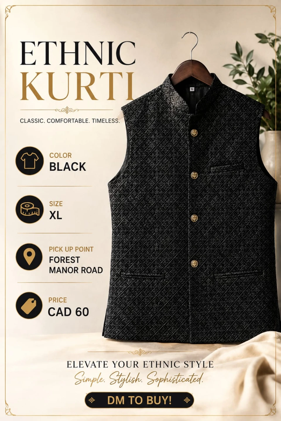 Black Ethnic Kurti XL