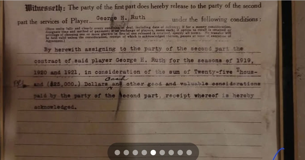 Babe Ruth Baseball Contract Reprint - photo 2