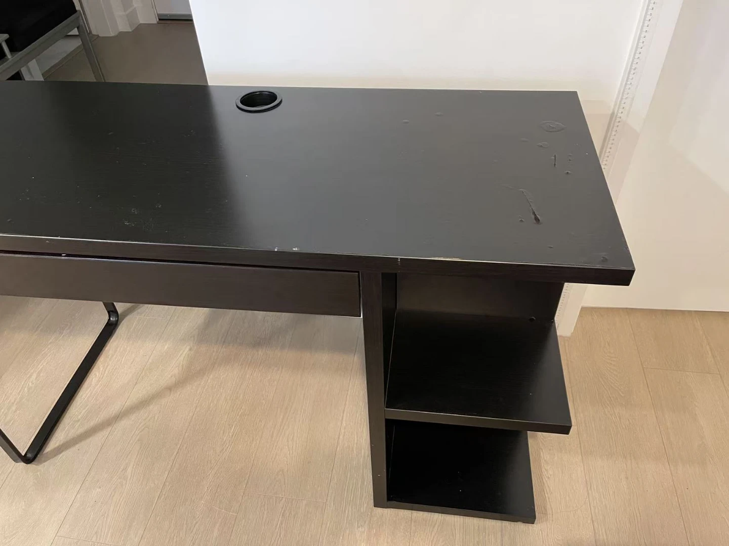 Ikea Black Desk with Drawer and Shelves - photo 4