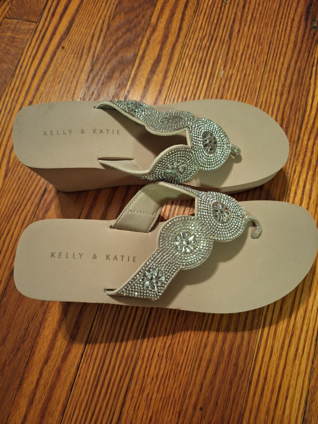 Kelly & Katie Embellished Wedge Flip-Flops - photo 2