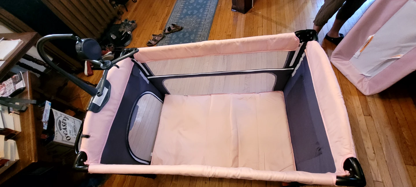 Pink Baby Playpen and Bassinet