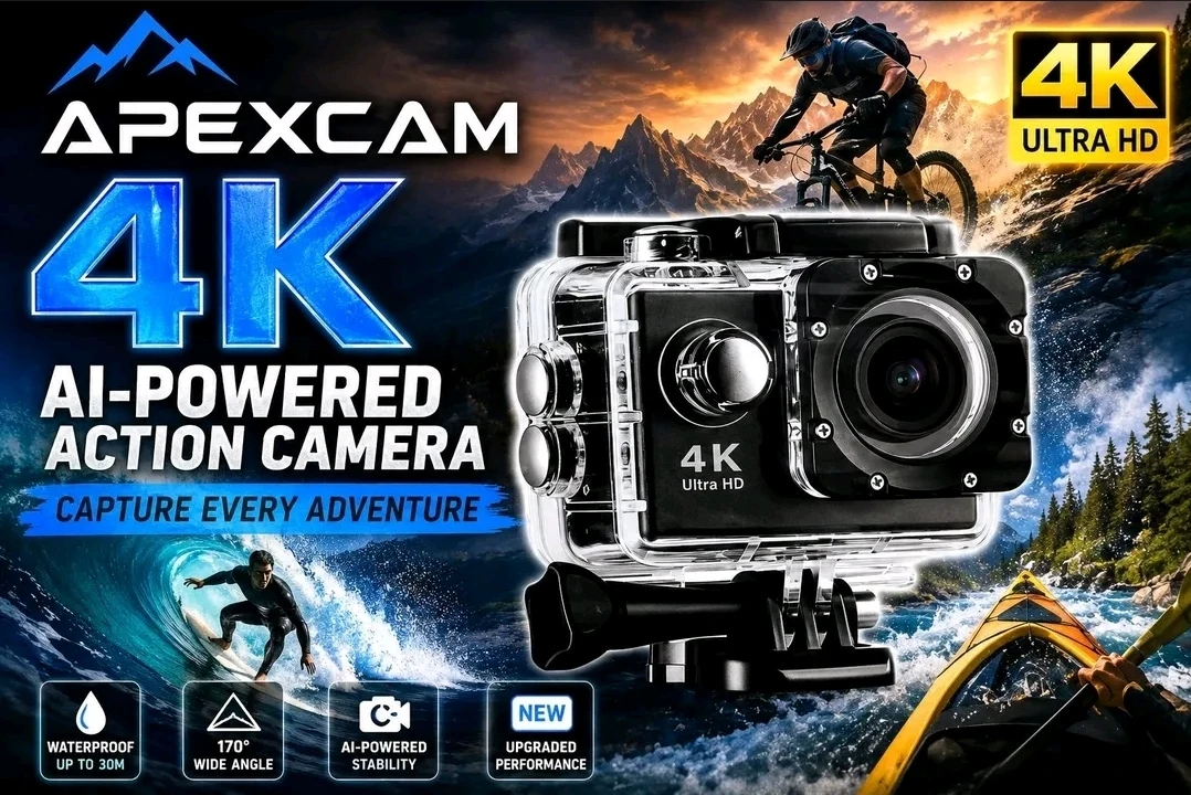 ❤️ APEXCAM 4K Action Camera - Waterproof with Mounts