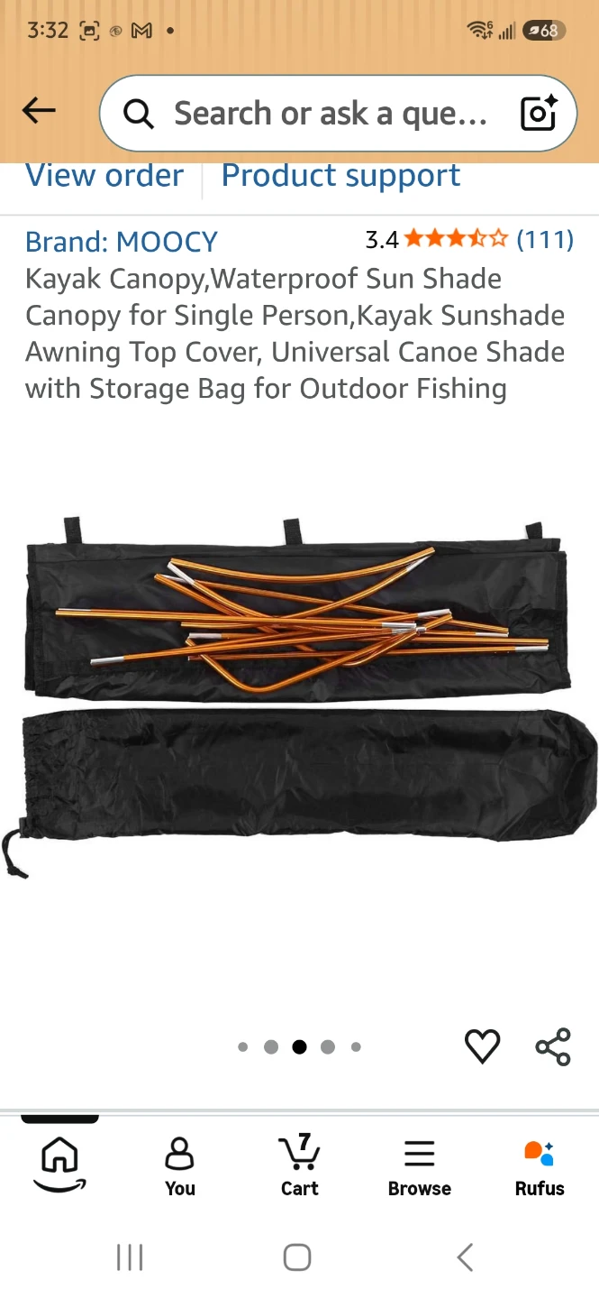 Black Kayak Canopy Sunshade Never Used  Costs $59 plus tax - photo 3