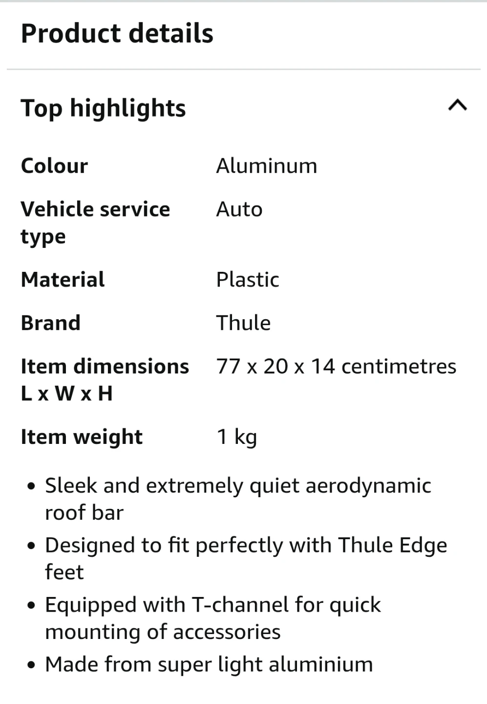 Thule 721200 WingBar Edge Roof Bar - photo 5