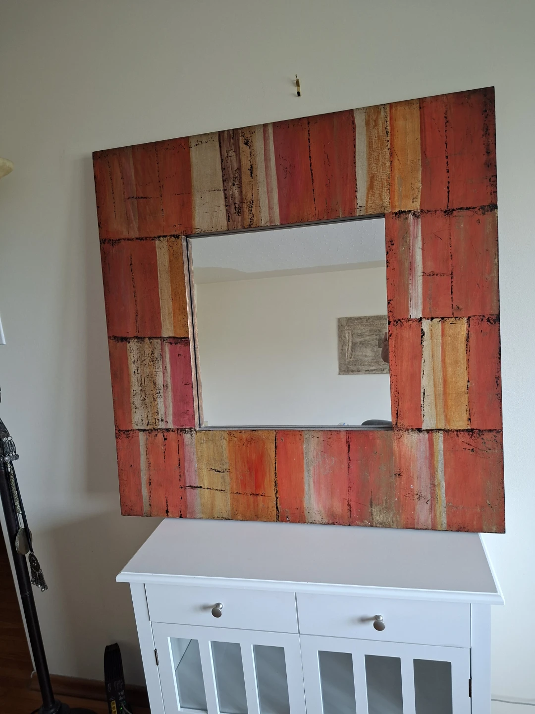 Pier 1 Abstract Painted Square Wall Mirror