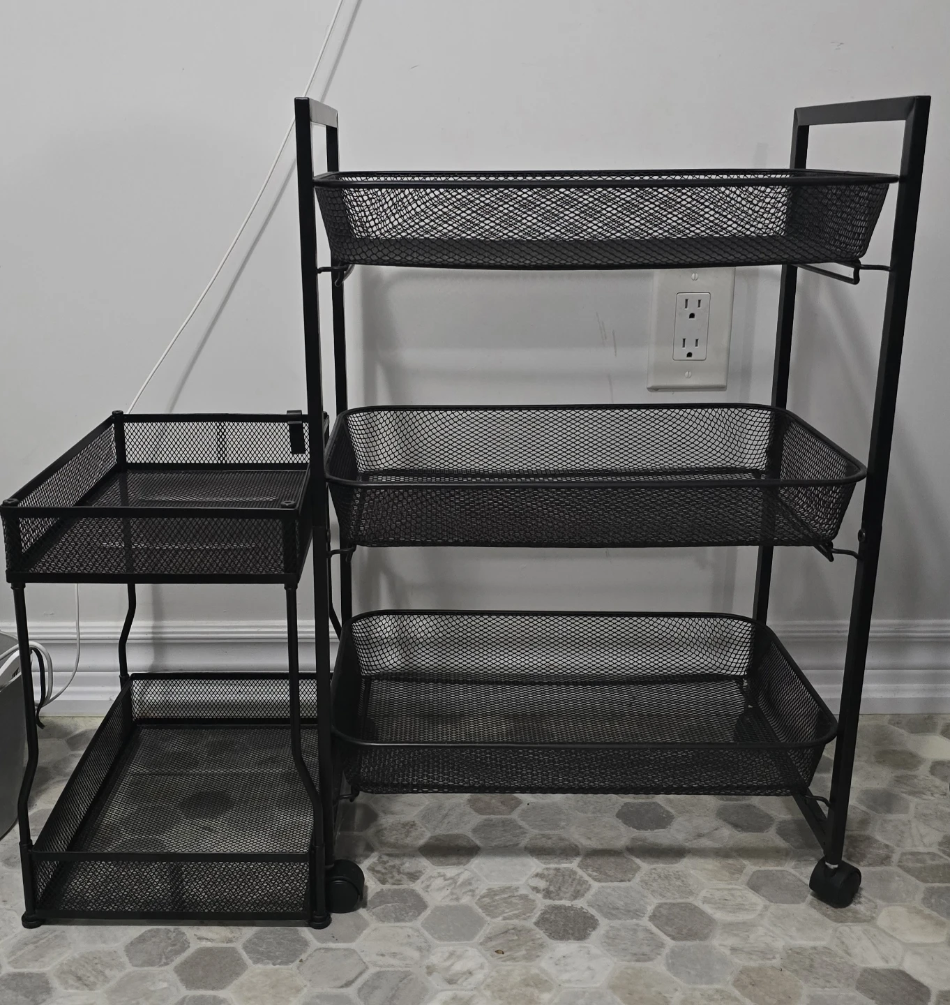 Mesh Rolling Cart Set - 3-Tier Large + 2-Tier Small - photo 2