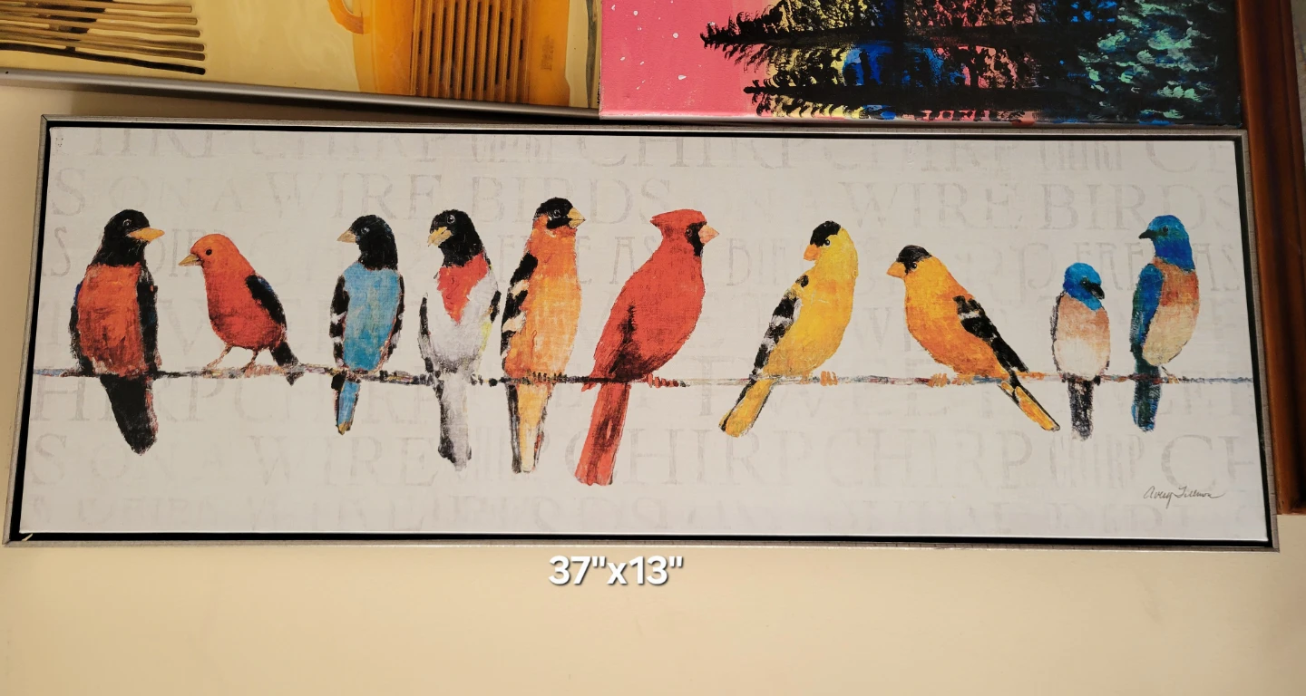 Wall Decor. Bird Canvas, Sunset Painting, White Collage Frame - photo 2